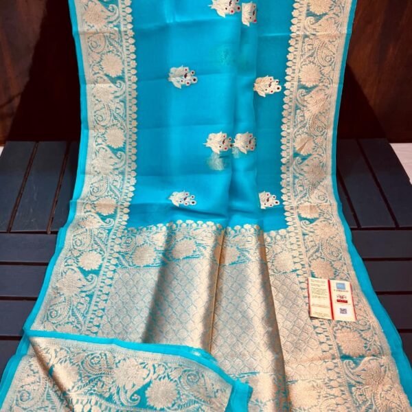 Pure Handloom Banarasi Kora Silk Saree