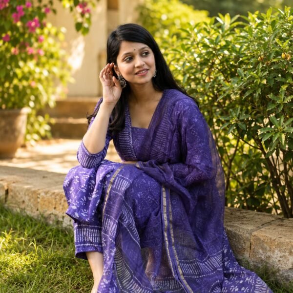 Pure cotton batik hand block and kota Doria dupatta