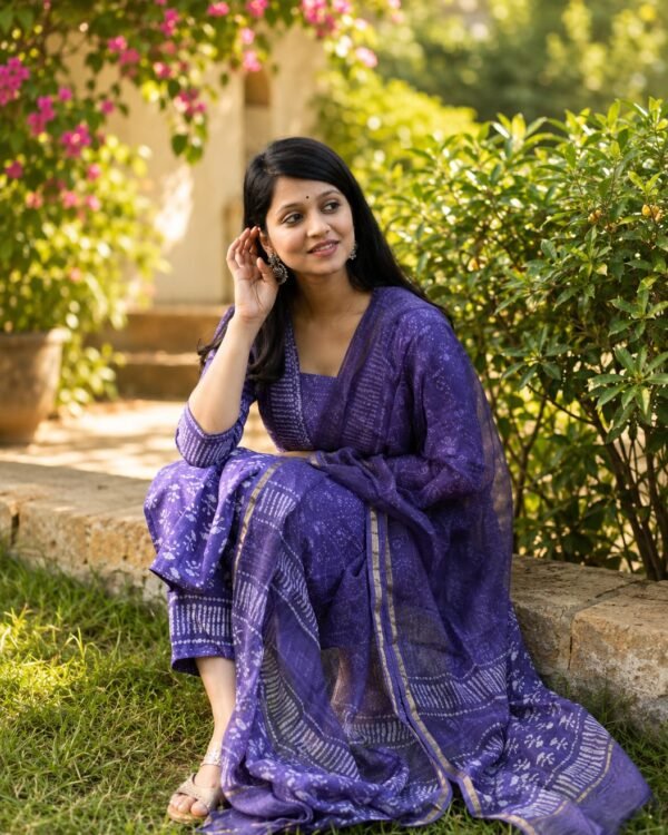 Pure cotton batik hand block and kota Doria dupatta