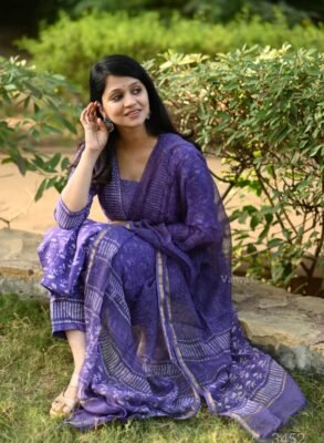 Pure cotton batik hand block and kota Doria dupatta