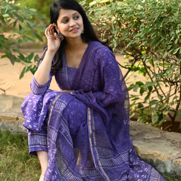Pure cotton batik hand block and kota Doria dupatta