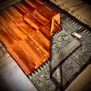 Pure silk Handloom weaving | Brown