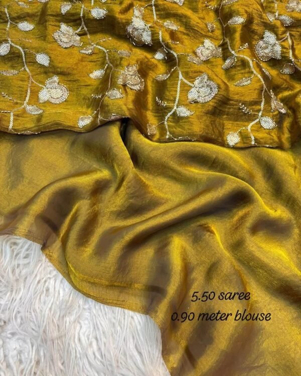 Sattin Saree  Sequence Work Blouse