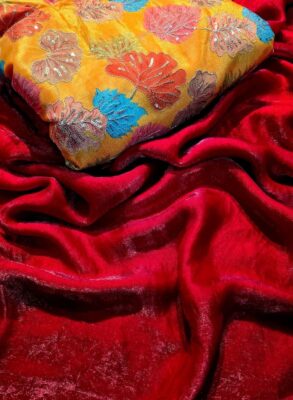 Space Sattin Saree With Digital Print Blouse