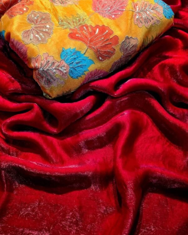Space Sattin Saree With Digital Print Blouse