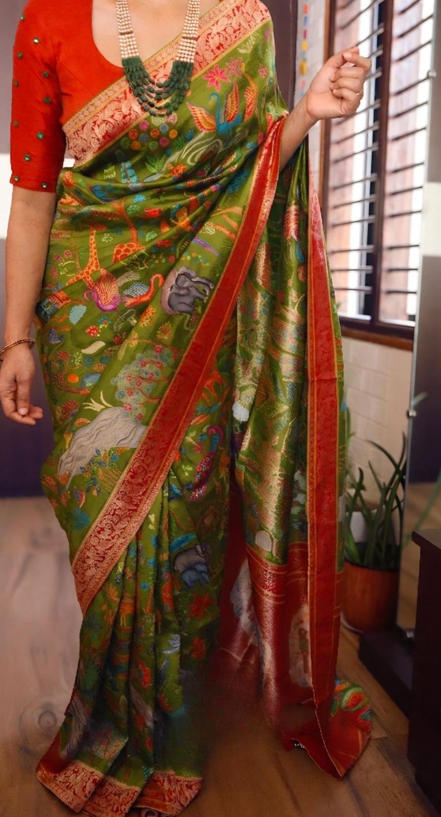Kashmiri Kani weaving on pure munga silk saree 3 Kashmiri Kani weaving on pure munga silk saree