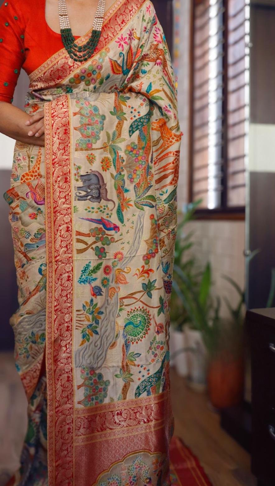 Kashmiri Kani weaving on pure munga silk saree 9 Kashmiri Kani weaving on pure munga silk saree - Image 9