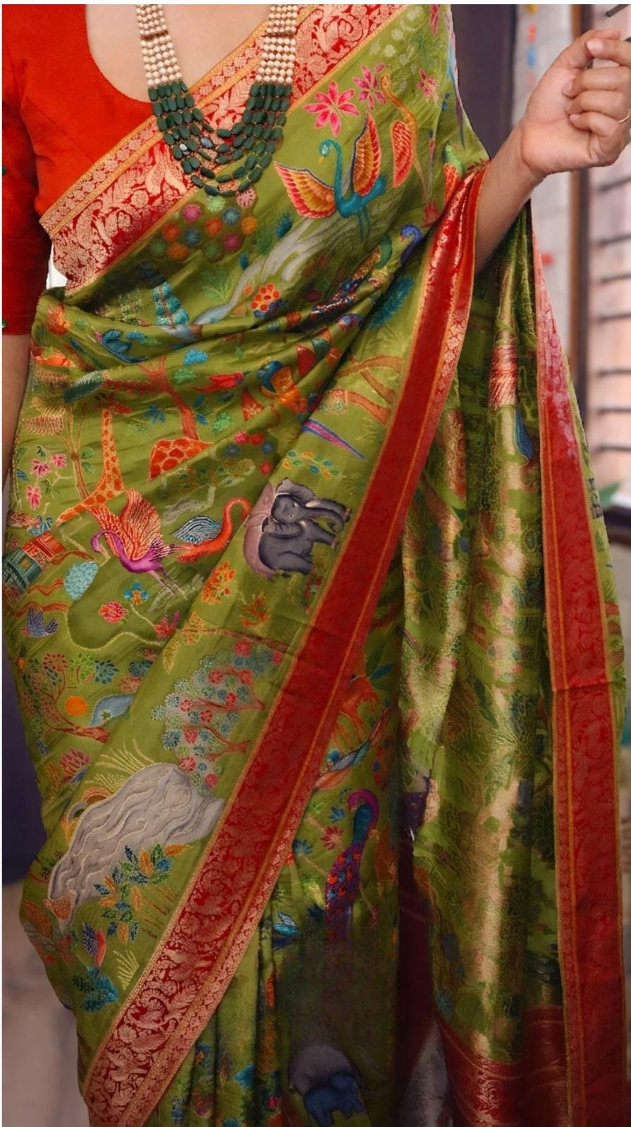 Kashmiri Kani weaving on pure munga silk saree 5 Kashmiri Kani weaving on pure munga silk saree - Image 5