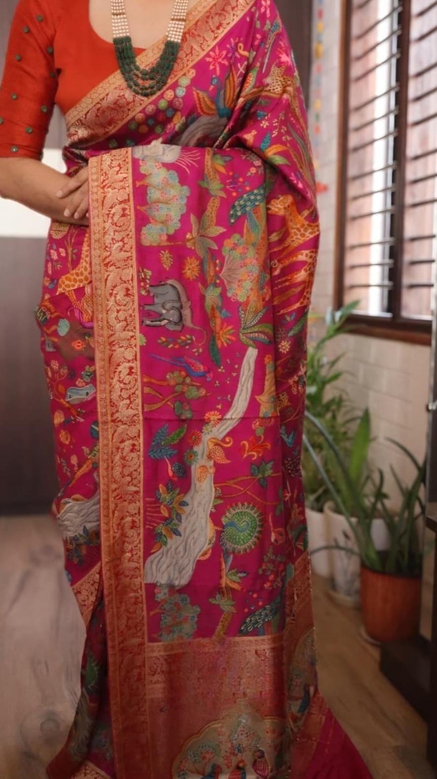 Kashmiri Kani weaving on pure munga silk saree 2 Kashmiri Kani weaving on pure munga silk saree - Image 2