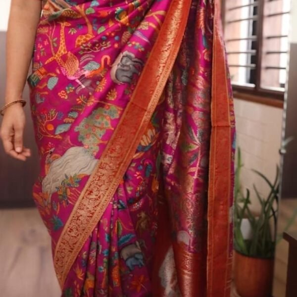 Kashmiri Kani weaving on pure munga silk saree