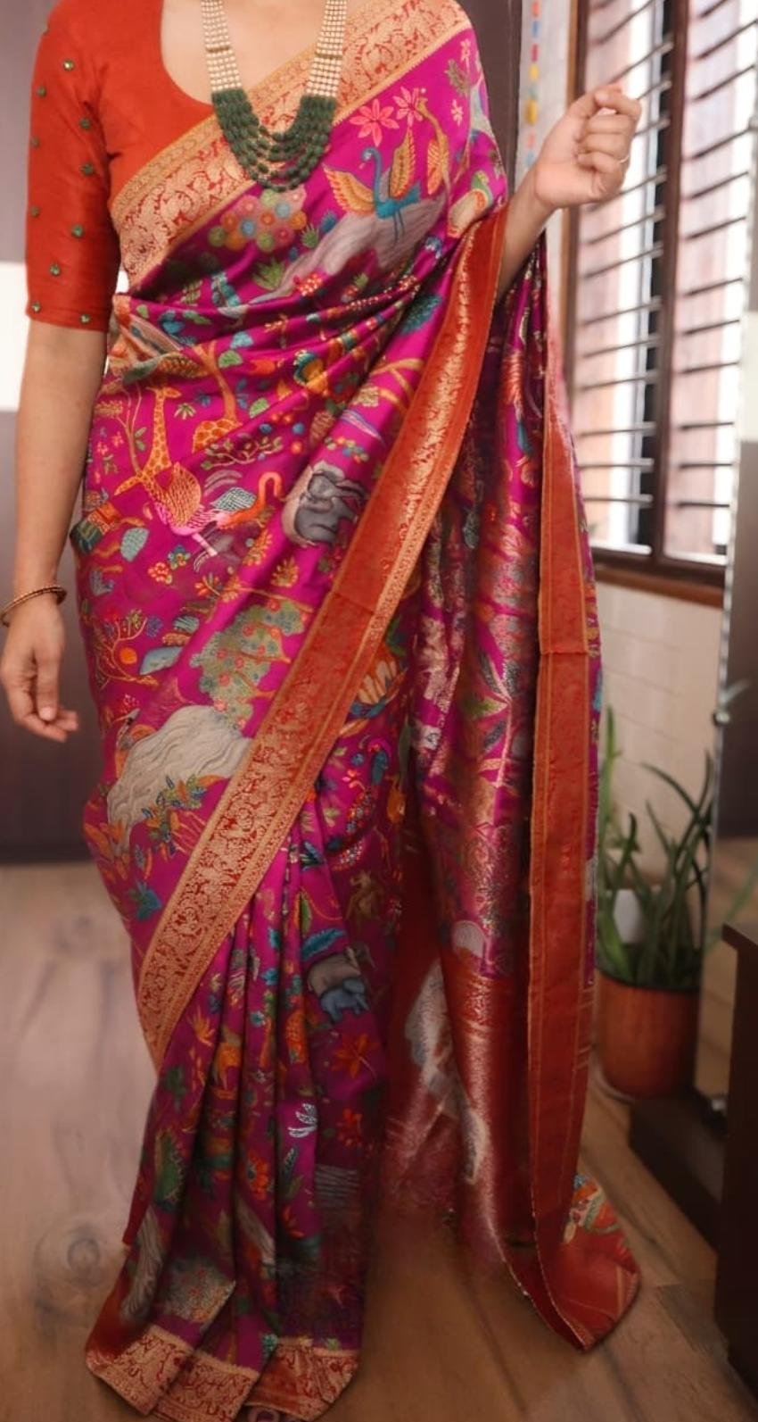Kashmiri Kani weaving on pure munga silk saree 1 Kashmiri Kani weaving on pure munga silk saree