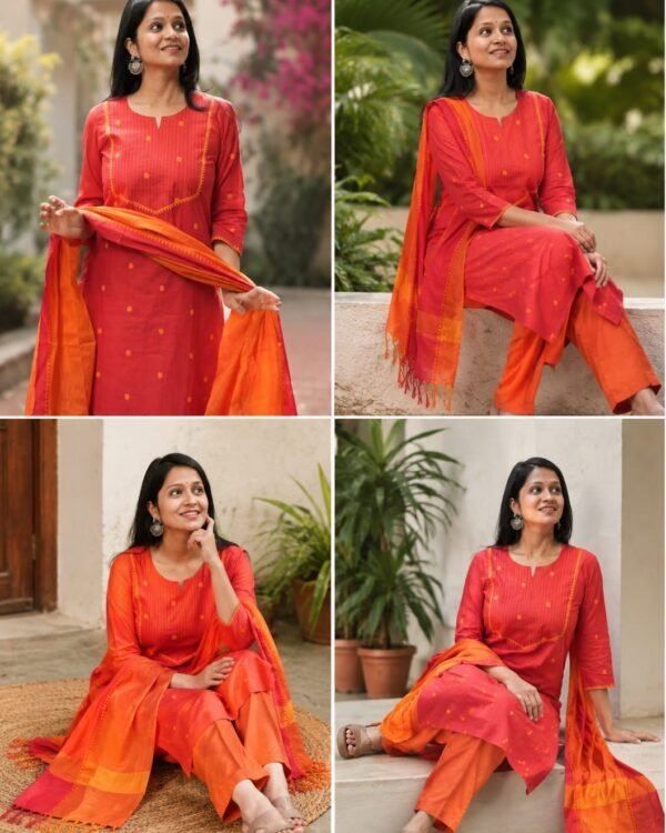 Pure Handloom Pattu Narayani Cotton Kurti Set