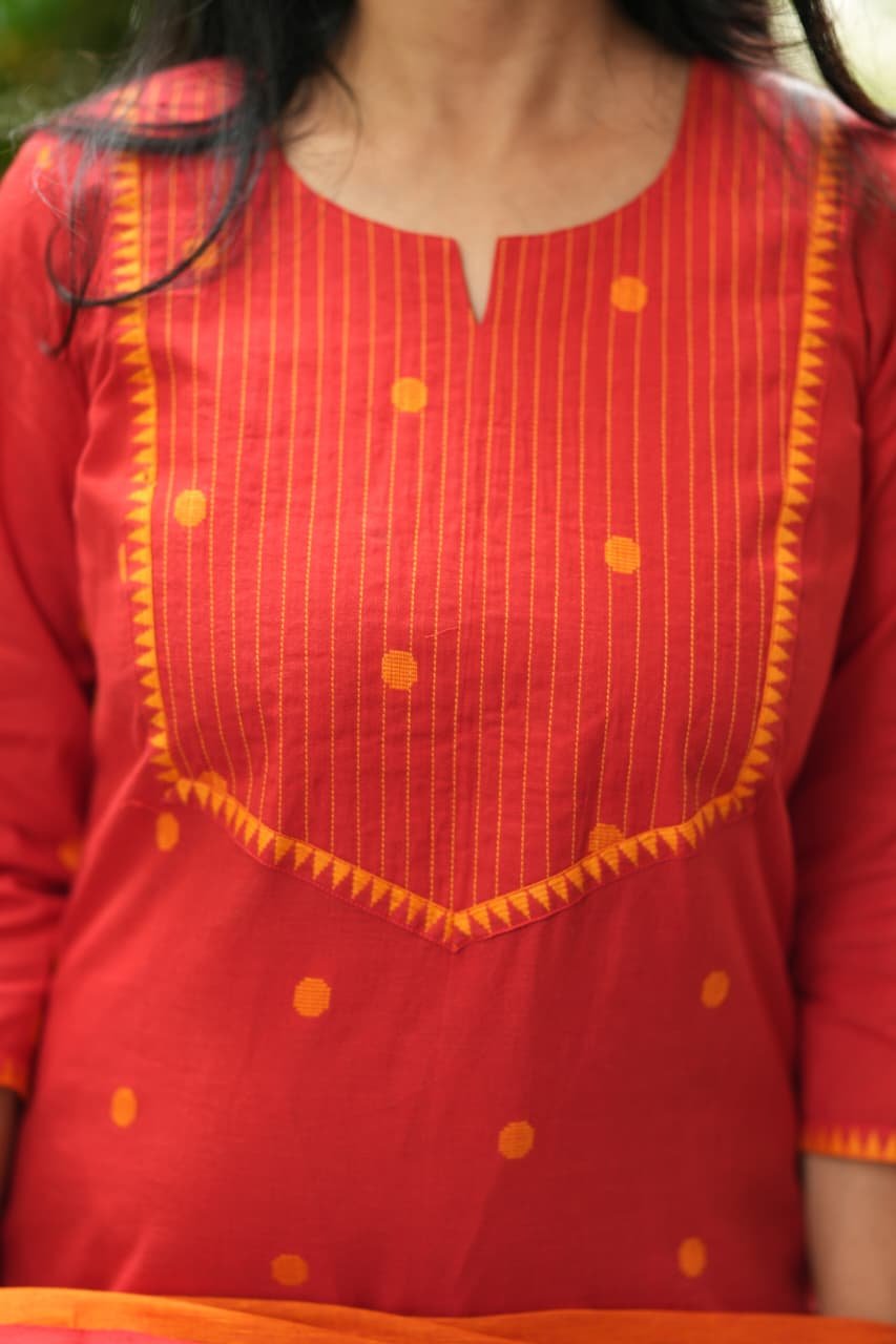 Pure Handloom Pattu Narayani Cotton Kurti Set 8 Pure Handloom Pattu Narayani Cotton Kurti Set - Image 8