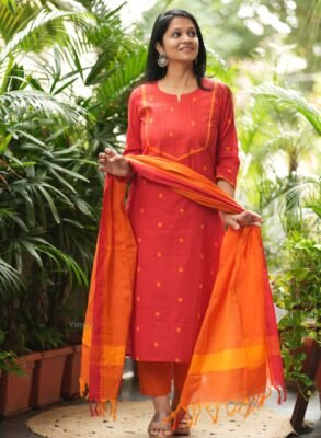 Pure Handloom Pattu Narayani Cotton Kurti Set