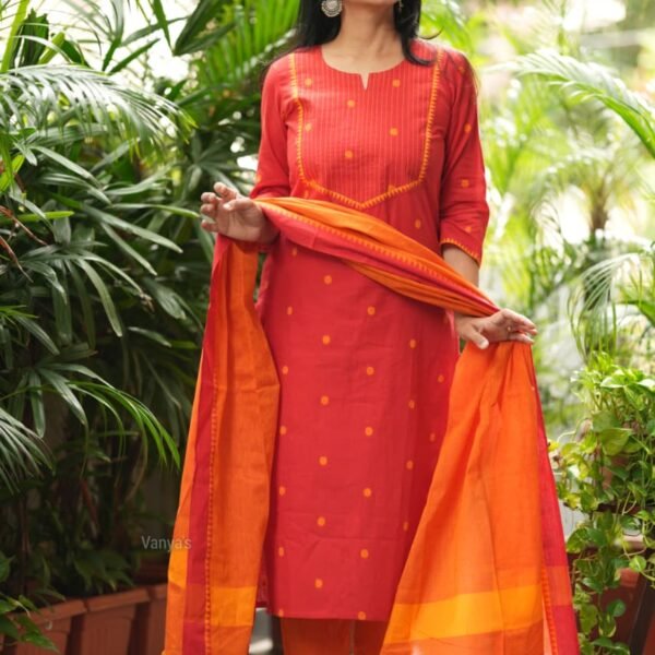 Pure Handloom Pattu Narayani Cotton Kurti Set