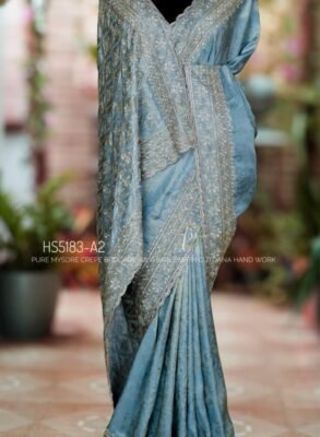 Pure Mysore crepe brocade silk designer saree