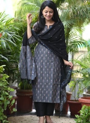 Pure Handloom Ikkath Pochampally Kurti Set
