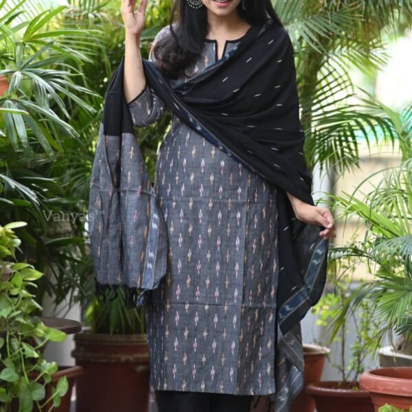 Pure Handloom Ikkath Pochampally Kurti Set