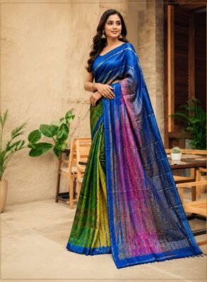 Bandhani shivori design pure handloom tussar saree