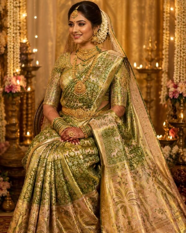 Bridal premium quality pure kanchipattu tissue Kanchipuram Pure Tissue Silk Saree