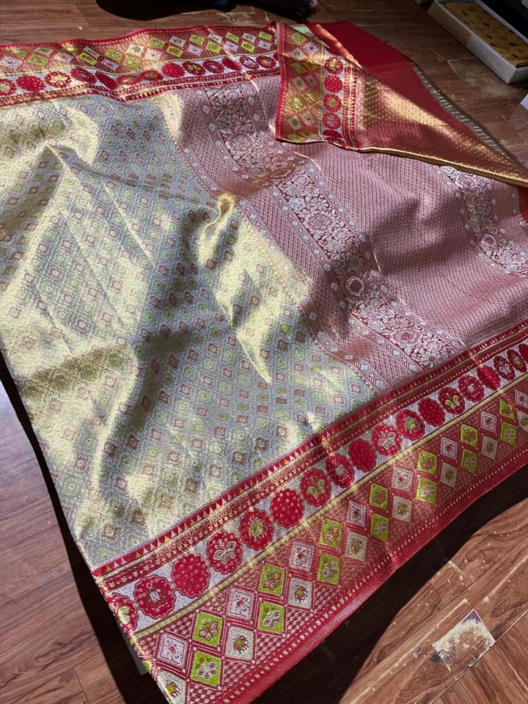 Bridal wear pure kanchipattu tissue 1g exclusive floral saree