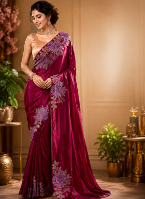 Crushed tissue silk saree