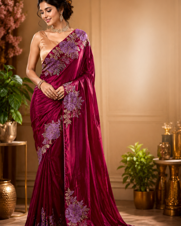 Crushed tissue silk saree