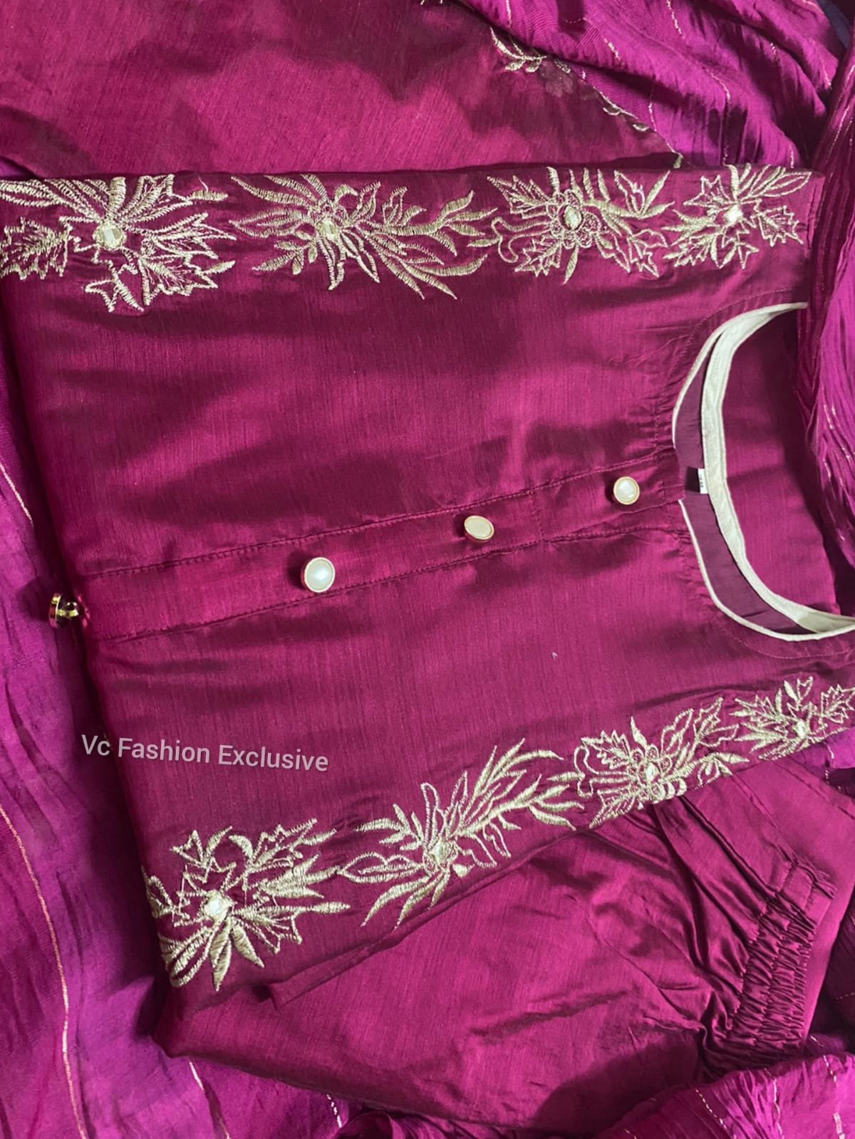Elegant modal chanderi embroidery suit set 6 Elegant modal chanderi embroidery suit set - Image 6