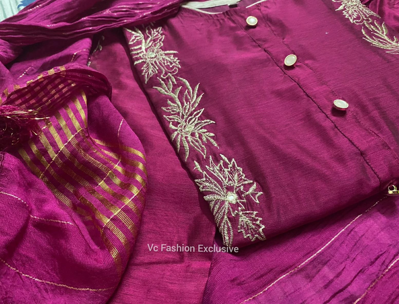 Elegant modal chanderi embroidery suit set 7 Elegant modal chanderi embroidery suit set - Image 7