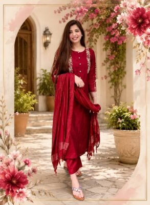 Elegant modal chanderi embroidery suit set