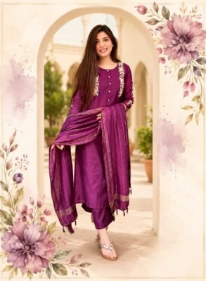Elegant modal chanderi embroidery suit set