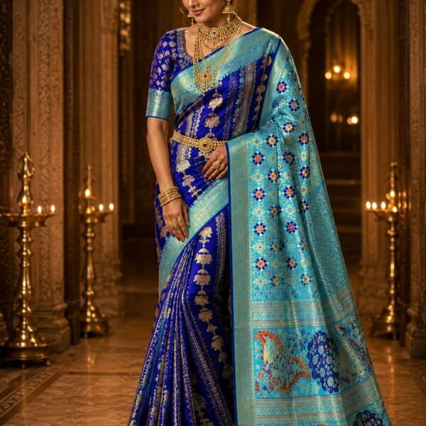 Kanchipuram Resham warp 2g meenakari saree