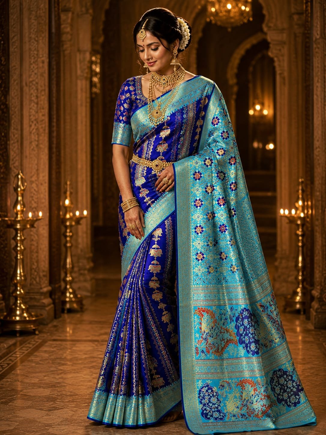 Kanchipuram Resham warp 2g meenakari saree