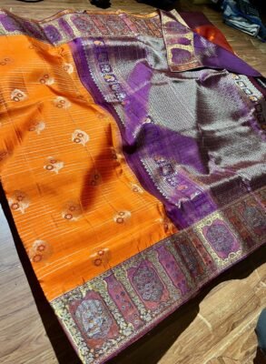 Pure Kanchipuram resham warp meenakari brocade design saree