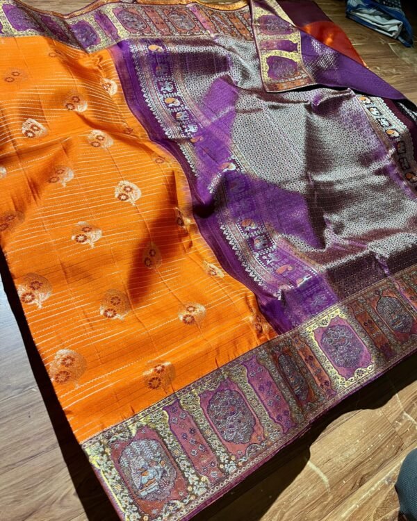 Pure Kanchipuram resham warp meenakari brocade design saree