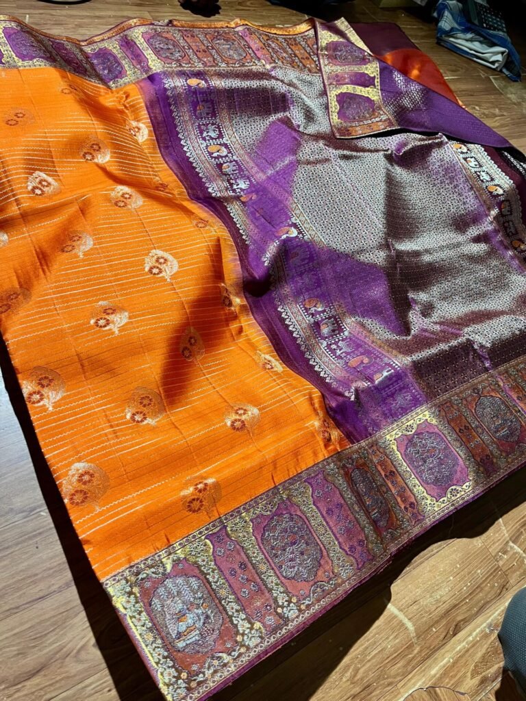 Pure Kanchipuram resham warp meenakari brocade design saree