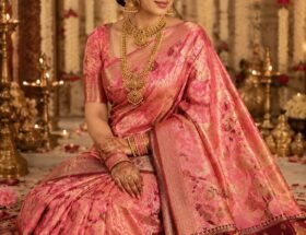 Pure Kanchipuram resham warp meenakari brocade design saree Bridal Kanchipuram Collections – 40% Off