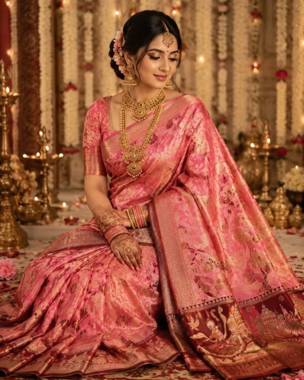 Pure Kanchipuram resham warp meenakari brocade design saree Bridal Kanchipuram Collections – 40% Off