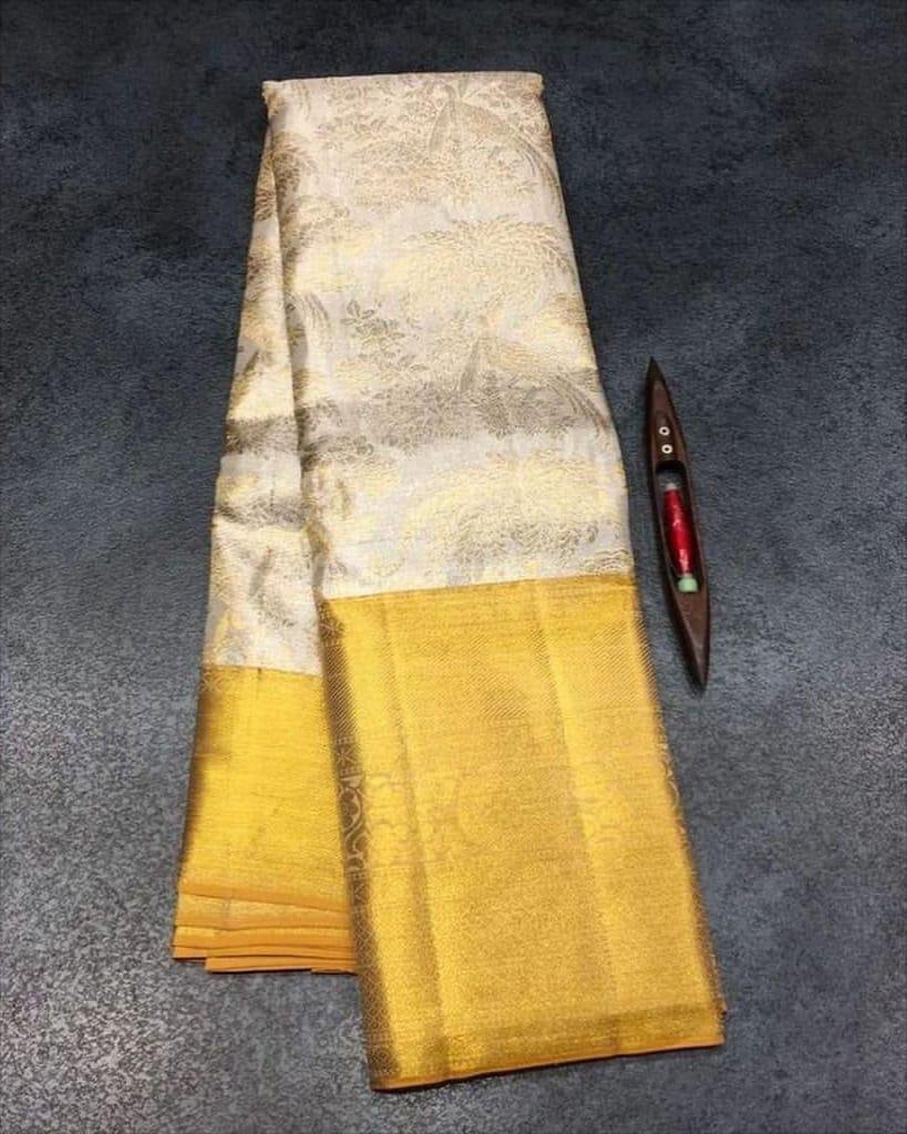 Pure kanchipattu tissue coconut brocade saree 2 Pure kanchipattu tissue coconut brocade saree