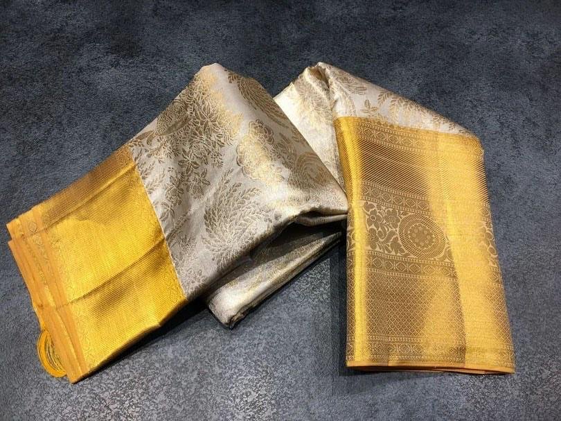 Pure kanchipattu tissue coconut brocade saree 4 Pure kanchipattu tissue coconut brocade saree - Image 4