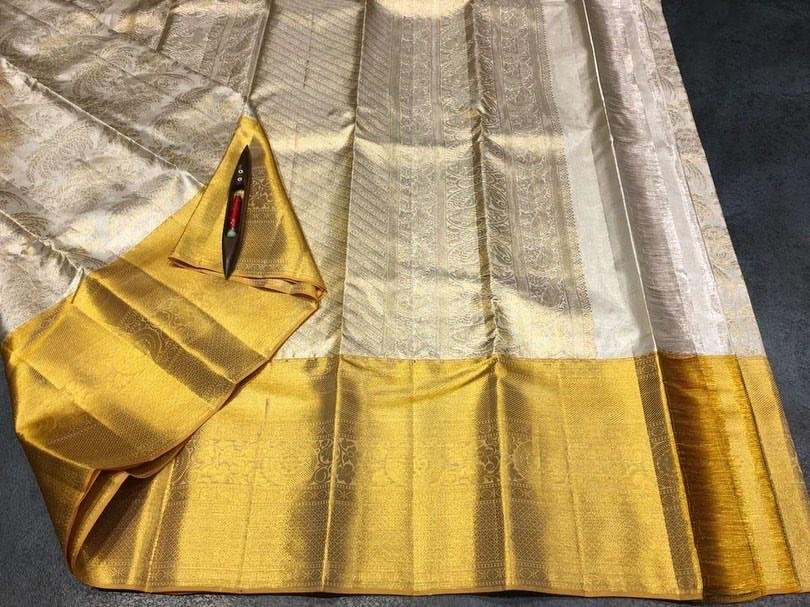 Pure kanchipattu tissue coconut brocade saree 5 Pure kanchipattu tissue coconut brocade saree - Image 5