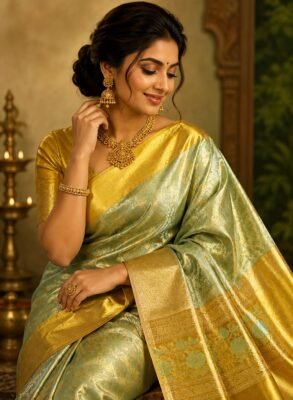 Pure kanchipuram tissue meenakari saree