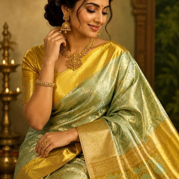 Pure kanchipuram tissue meenakari saree
