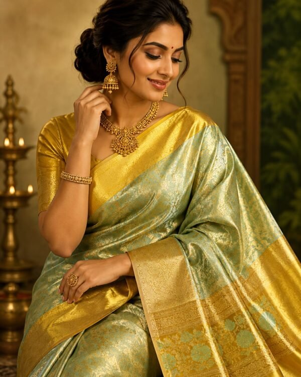 Pure kanchipuram tissue meenakari saree