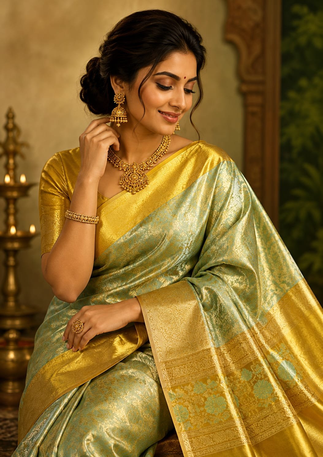 Pure kanchipuram tissue meenakari saree
