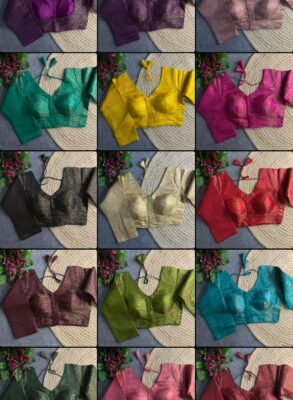 V- Neck long sleeves heavy banarasi blouse