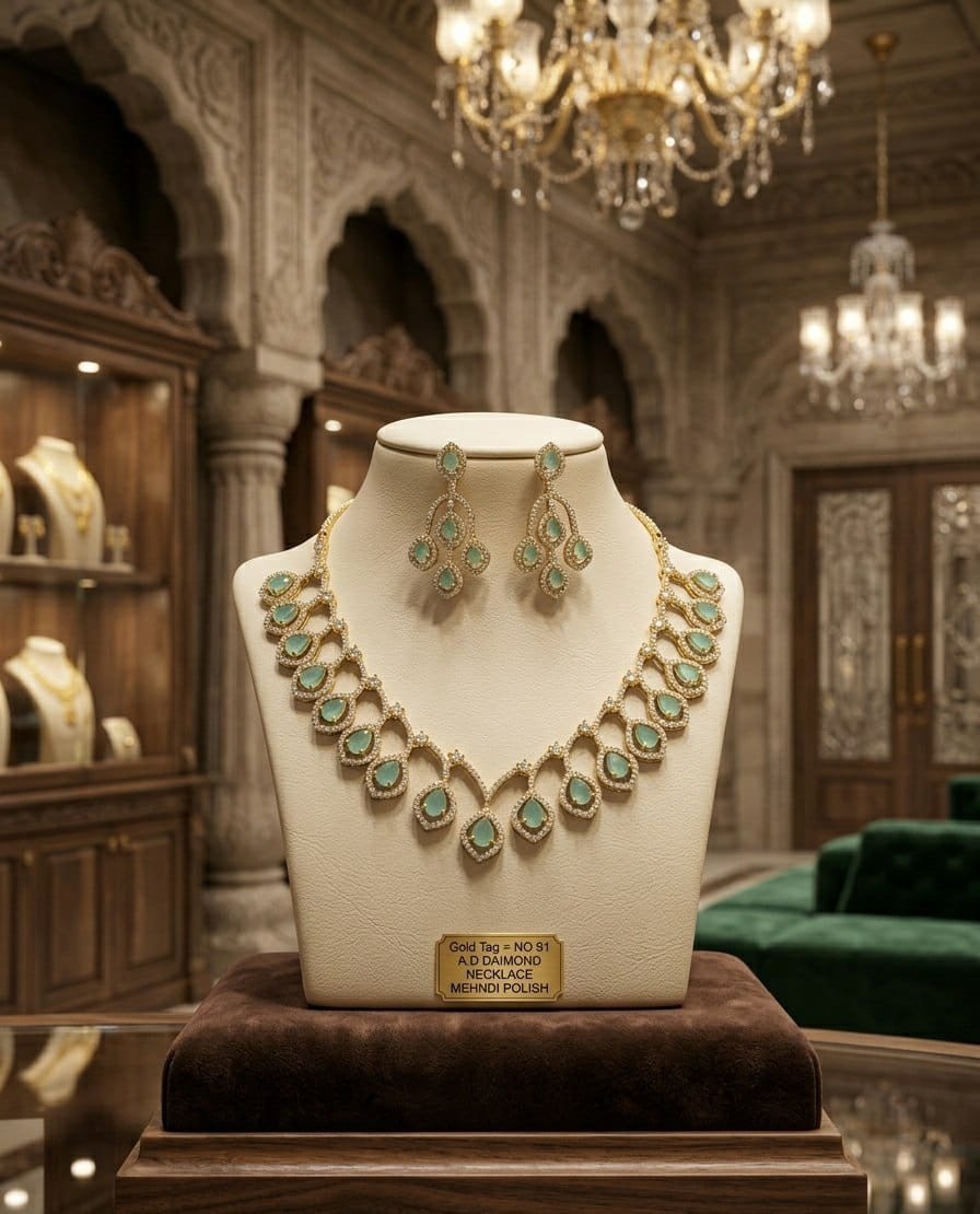 AD Necklace Mehndi Polish 2 AD Necklace Mehndi Polish