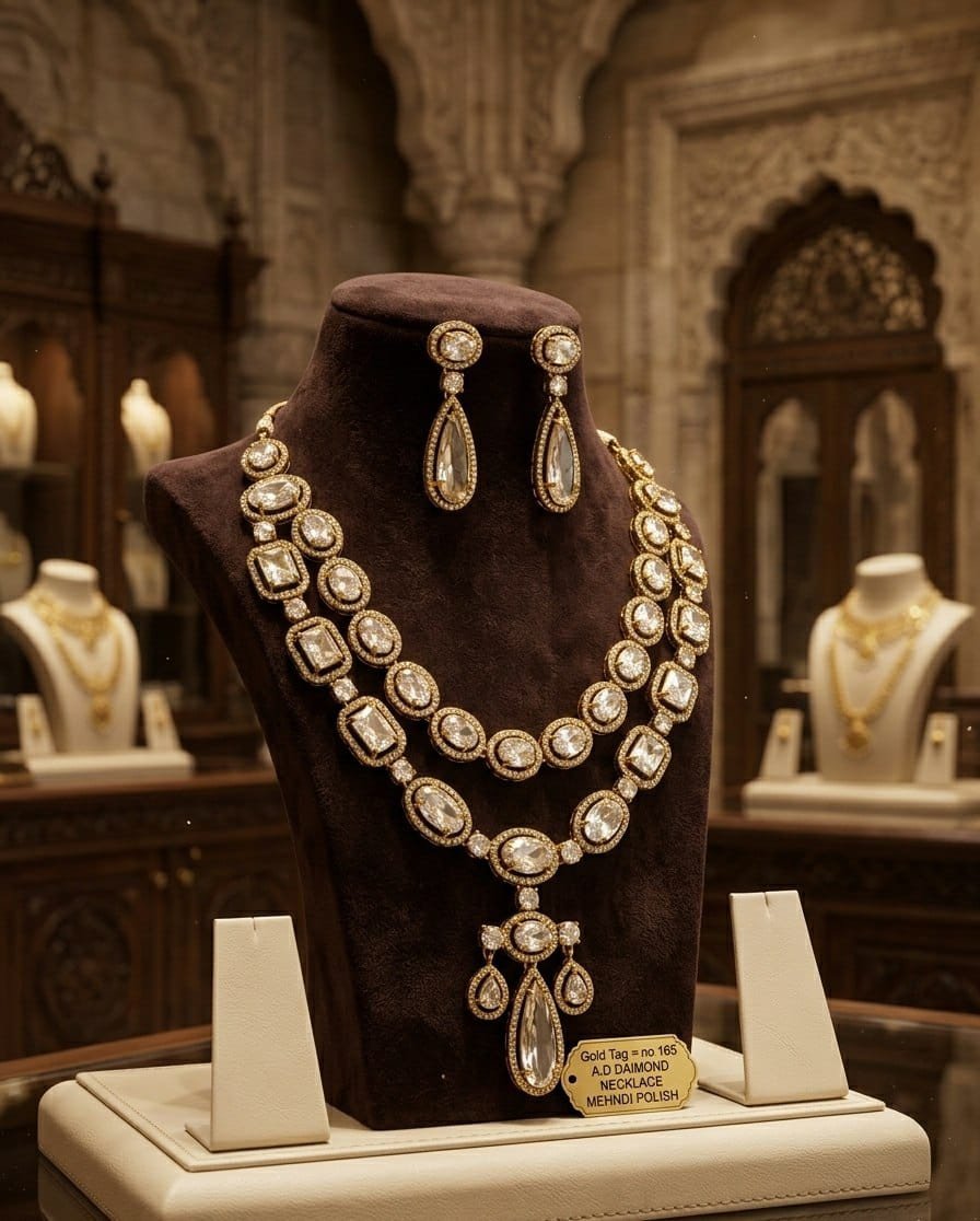 AD Necklace Mehndi Polish 5 AD Necklace Mehndi Polish