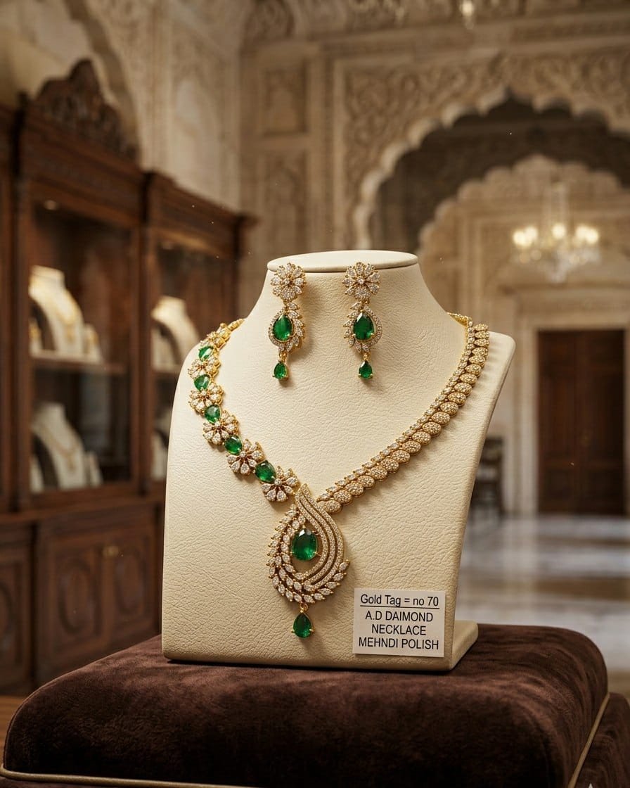 AD Necklace Mehndi Polish 6 AD Necklace Mehndi Polish