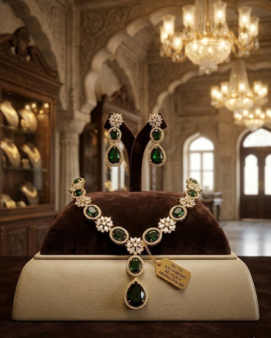 AD Necklace Mehndi Polish 8 AD Necklace Mehndi Polish